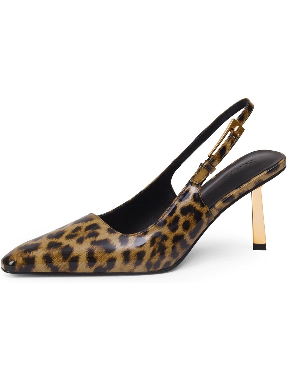 Fericzot Leopard Print Slingback Kitten Heel Pumps - Brown